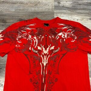 CyberY2K Raw Blue Majestic Conqueror Mens XL Tattoo Embellished Grunge T-Shirt